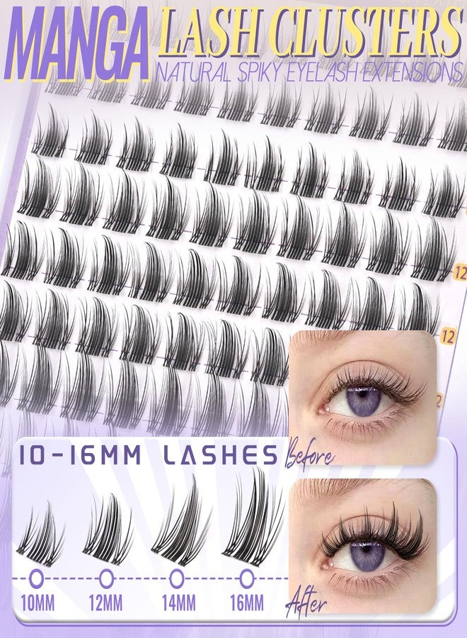 Fyonas Manga Lash Clusters Fairy Cluster Eyelashes D Curl 10-16mm Spiky Anime Cluster Eyelash Extensions Natural Look 120Pcs Wispy Individual Lashes with Invisible Band for Beginners (Anime) - Image 2